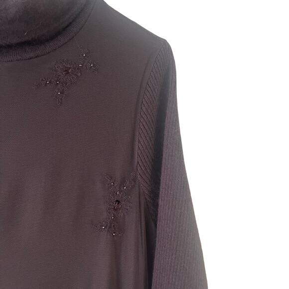 Sundance Women's Size Small Brown Embroidered Floral Brown Sweater Dress‎ - Picture 5 of 10